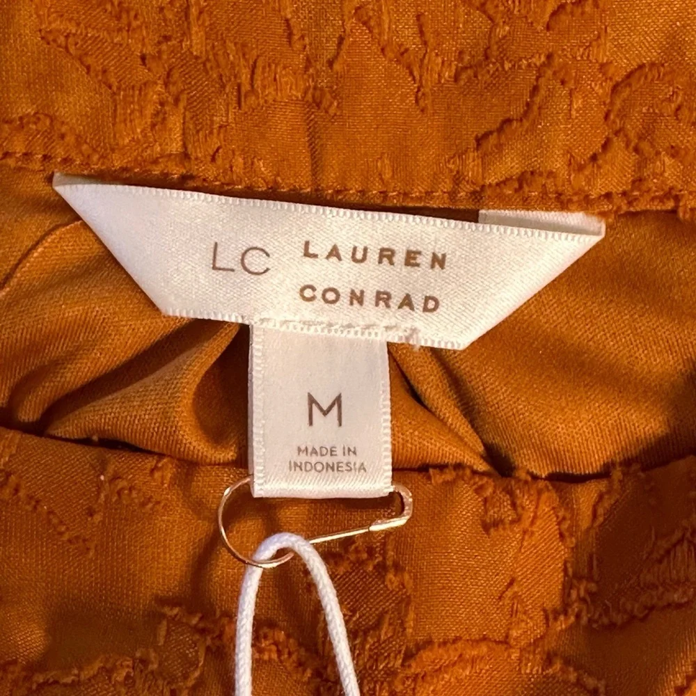NWT LC Lauren Conrad Burnt Orange Floral Blouse Size Medium Boat Neck - Picture 5 of 15